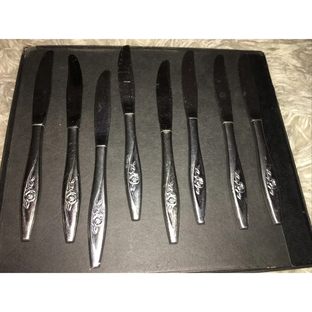 Oneida craft 12 Deluxe Stainless Lasting Rose Dinner Butter lot Knives